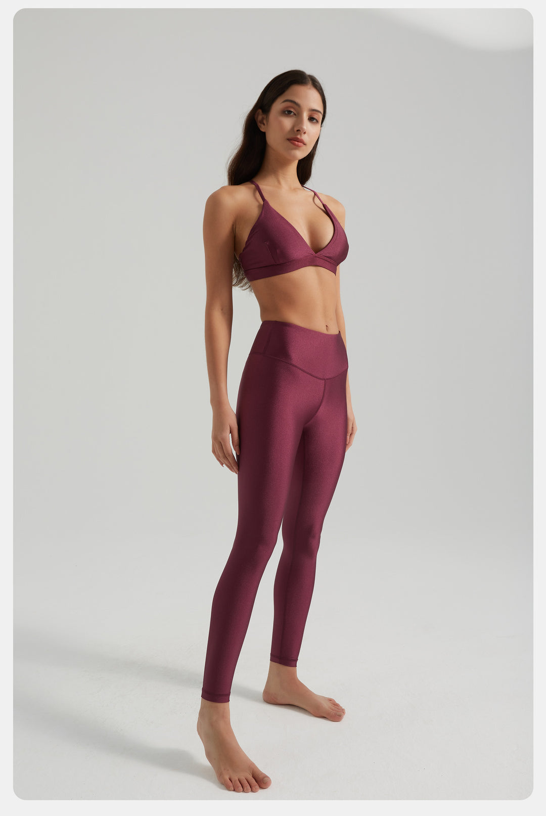 Alo Pearl Sports Sexy Triangle Bra Nude Feel High Waist Hip Lift Belly Contracting Close Fitting Yoga Fitness Two Piece Sets