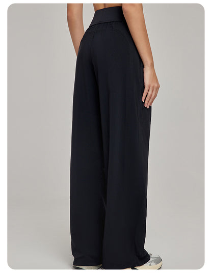 High Waist Figure Flattering Straight Leg Pants Casual Women Loose Slim Fit Wide Leg Track Pants Straight Fitness Yoga Trousers