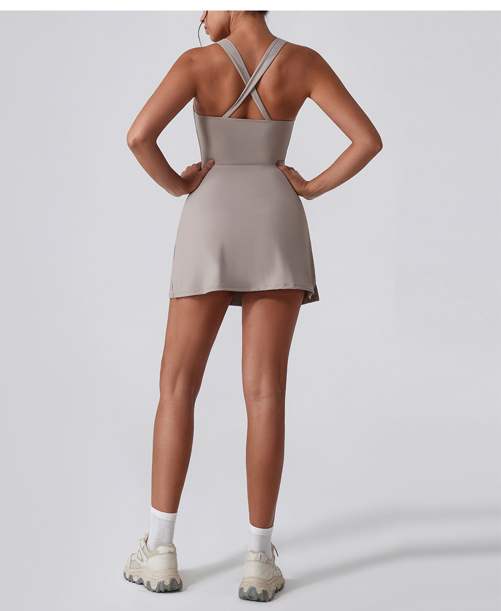 Nude Feel Anti Exposure Basic Sports Dress Summer Outdoor Golf Vest Yoga Tennis Dress