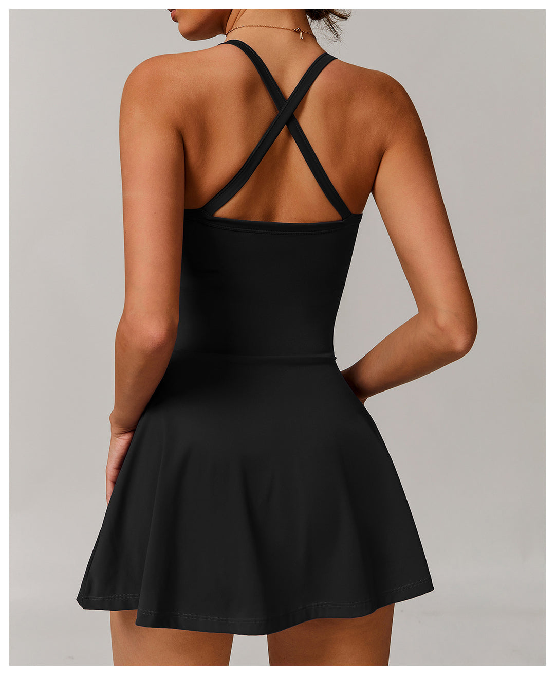 Sollinarry Sustainable Recycled Dress Anti Exposure Kink Design Cross Hollow Out Cutout out Beauty Back Tennis