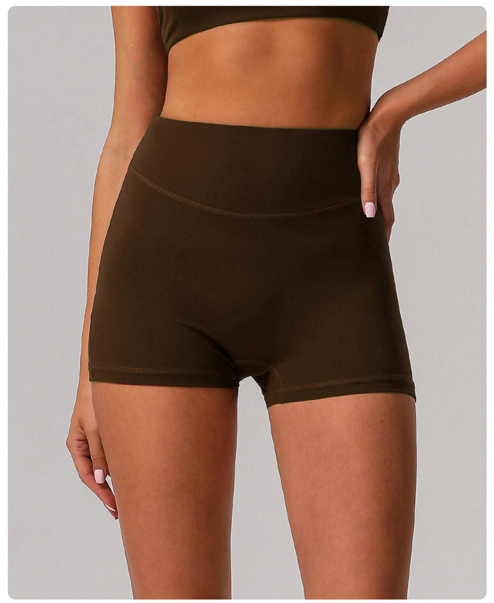 Nude Feel Tight Yoga Shorts Women High Waist Belly Contracting No Embarrassment Line Fitness Pants Hip Lifting Running Exercise Shorts