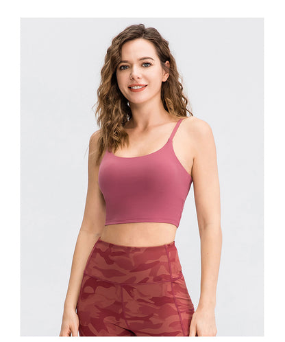 Yoga Vest with Chest Pad Women Fitness Exercise Breathable Yoga Clothes Spaghetti Strap Camisole Top