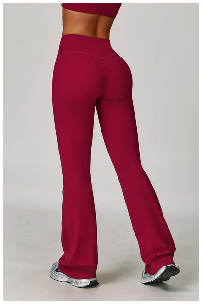 Sollinarry Brushed High Waist Yoga Trousers Tight Wide Leg Bell Bottoms Running Sports Fitness Bootcut Trousers