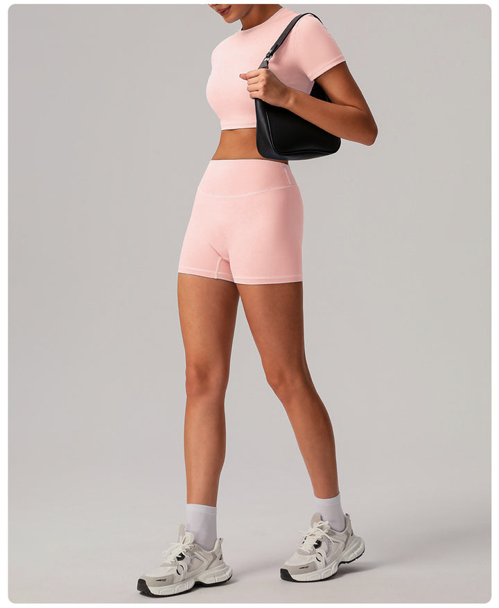 Quick Drying Nude Feel Yoga Shorts Hip Lifting Running Fitness Shorts Tight High Waist Outdoor Exercise Shorts Women