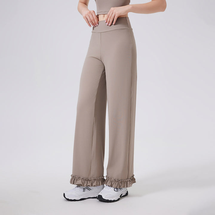 High Waist Belly Contracting Lace Sports Loose Casual Straight Trousers Women Running Thin Fitness Pants Cloud Sense Yoga Pants