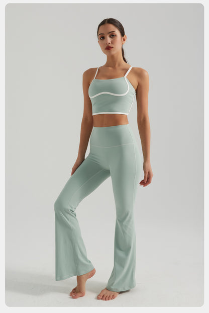 Youth High Waist Hip Lift Micro Pull Yoga Pants Pilates Exercise Workout Pants Slimming Wide Leg Pants for Women