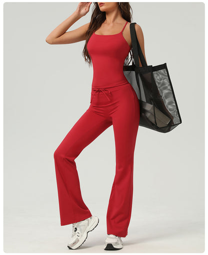 Peach Hip Raise Yoga Bell-Bottom Pants Fitness Sports Wide Legs Bootcut Trousers High Waist Drawstring Quick Drying Yoga Pants Women