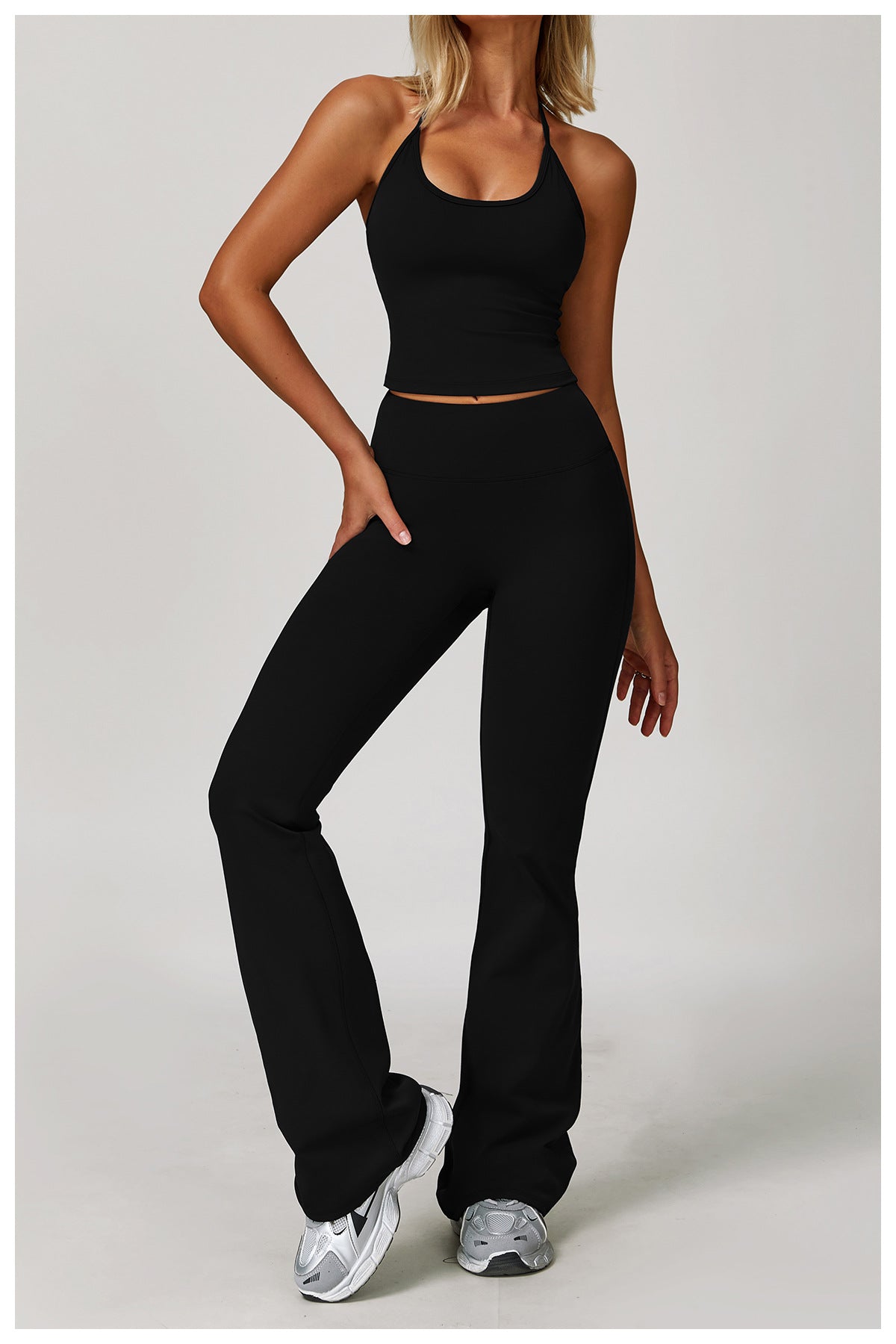 Sollinarry Brushed High Waist Yoga Trousers Tight Wide Leg Bell Bottoms Running Sports Fitness Bootcut Trousers