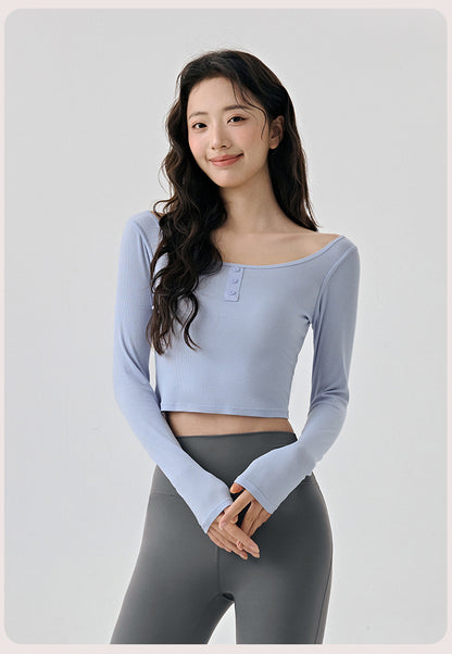 Scoop Yoga Clothing Top Women Short Slim Fit Slimming Workout Top