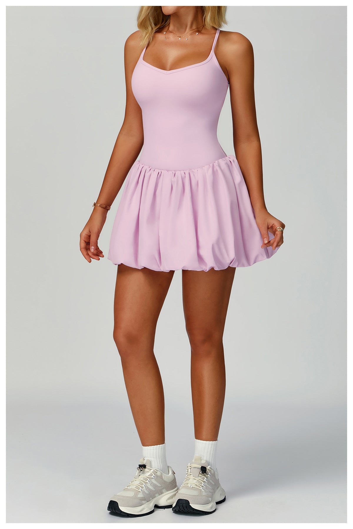 Sollinarry Cross Back Tennis Dress Nude Feel Anti Exposure Exercise Dress Outdoor Casual Running Sports Dress