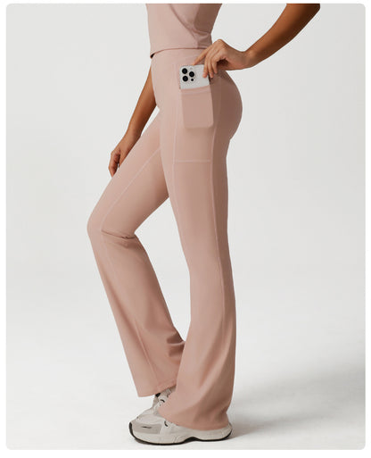 Cross High Waist Yoga Bell-Bottom Pants Women Dance Sports Wide Leg Pants Casual Hip Lifting Fitness Bootcut Trousers