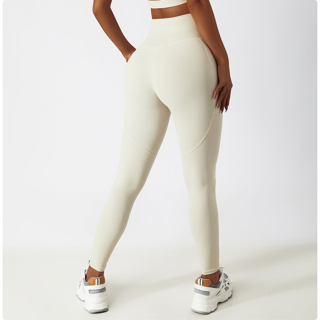 Sollinarry Breathable Cloud Feeling High Waist Hip Lift Yoga Pants Outer Wear Pocket Tight Exercise Running Pants Drying Fitness Pants