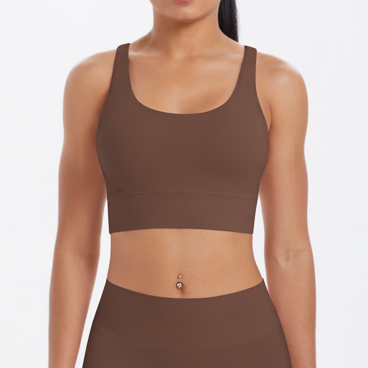 Nude Feel Solid Color Sports Underwear Push up Sexy Double Shoulder Strap Beauty Back Yoga Bra Running Workout Vest Women