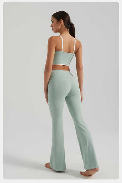 Youth High Waist Hip Lift Micro Pull Yoga Pants Pilates Exercise Workout Pants Slimming Wide Leg Pants for Women