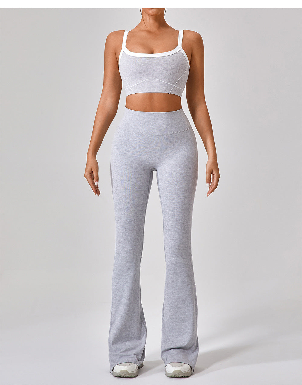 Summer High Waist Tight Nude Feel Hip Lifting Yoga Bell Bottom Pants Women Dance Fitness Outdoor Sports Split Trousers