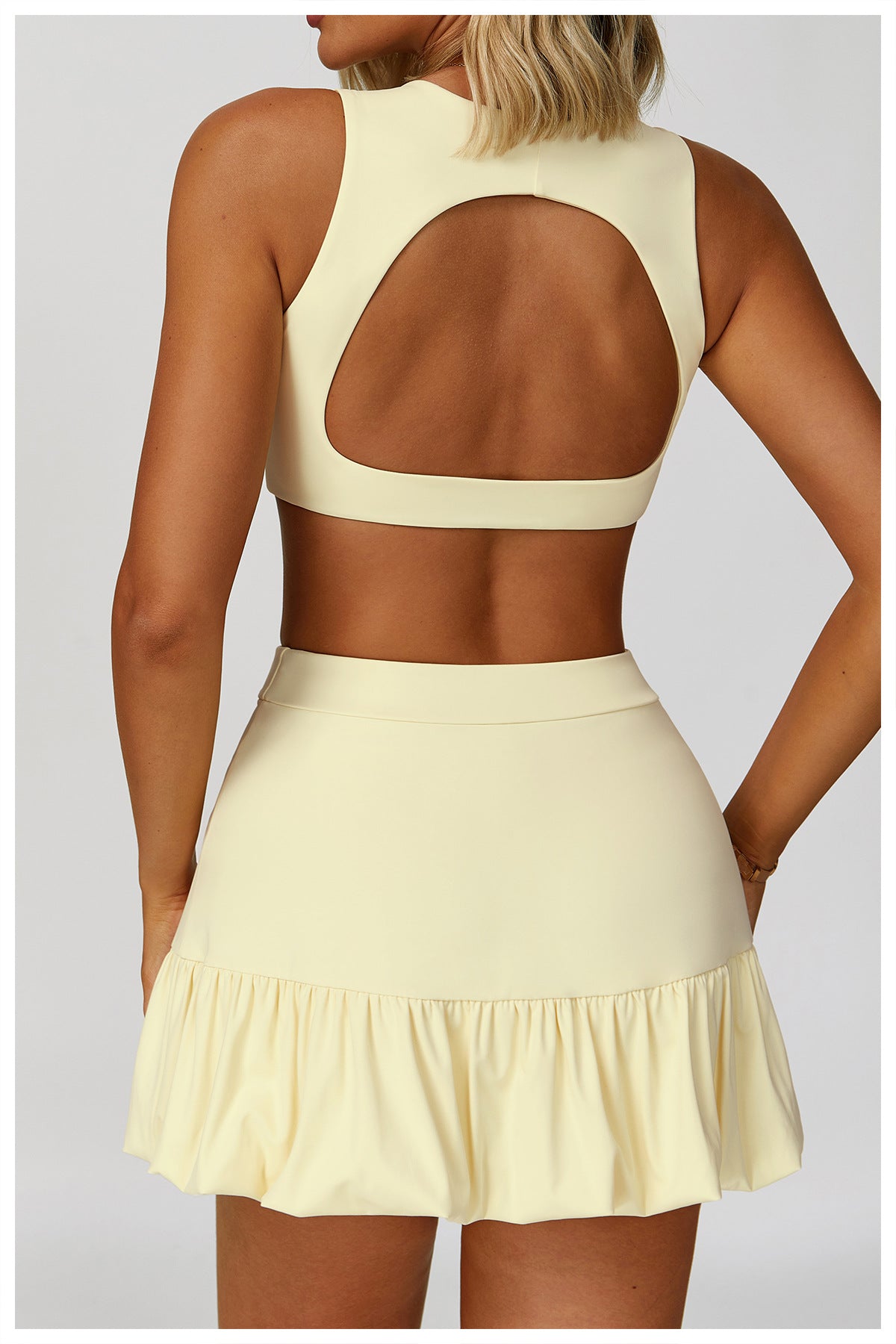 Sollinarry Nude Feel Yoga Bra Women Fitness Running Double Shoulder Strap Underwear Hollow Out Cutout out Beauty Back Exercise Underwear