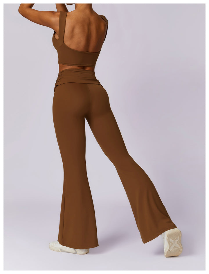 Sollinarry Dry Hip Raise Yoga Pants Nude Feel Casual Wide Leg Sports High Waist Tight Bell Bottom Pants Women