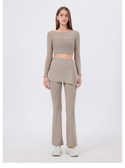 Yoga Pants Blocking Skirt Women Running One Piece Fart Curtain Outer Wear Fitness Sports Short Skirt Fitness Training Thigh Length