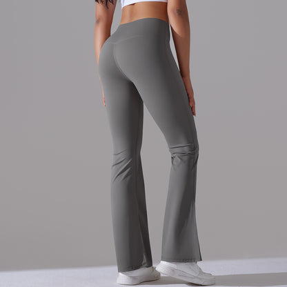 Classic Solid Color Bell Bottom Pants Yoga Pants Women Slim Fit Hip High Waist Elastic Training Wide Leg Pants Fitness Pants