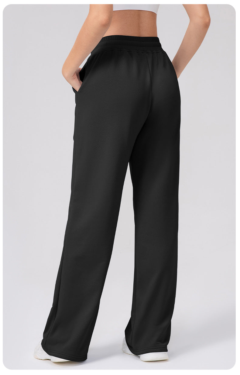 Autumn Winter Track Pants Women High Waist Drawstring Wide Leg Pants Loose Casual Yoga Workout Running Pants