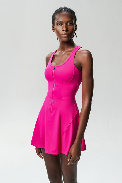 Zipper Sports Tennis Dress Women Anti Exposure Fitness Running Dress Quick Drying Badminton Aerobics Clothing Dress