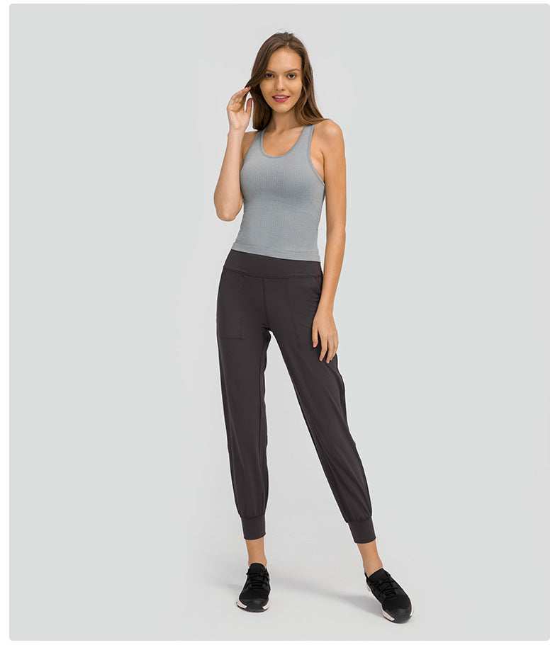 Yoga Clothes Autumn Winter with Chest Pad I-Shaped Beauty Back Yoga Vest Sports Running Fitness Top Women