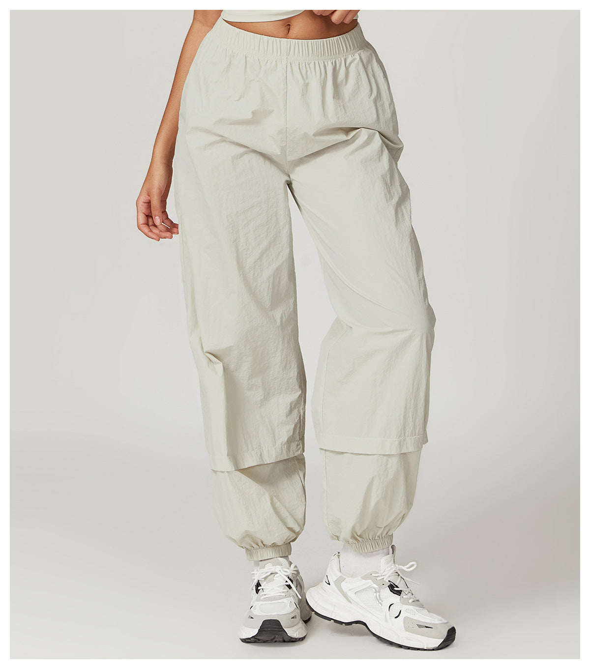 Sollinarry Summer Windproof Breathable Overalls Multi Pocket Loose Elastic Ankle Banded Pants Running Casual Sports Pants