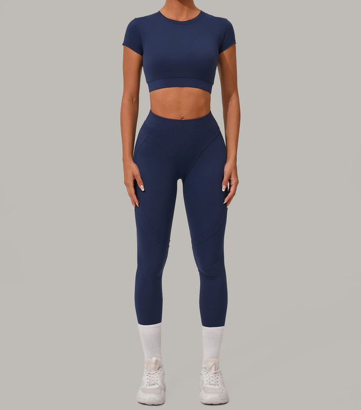 Autumn Sand Brushed Yoga Two Piece Sets Tight High Waist Hip Lifting Yoga Running Exercise Workout Outfit