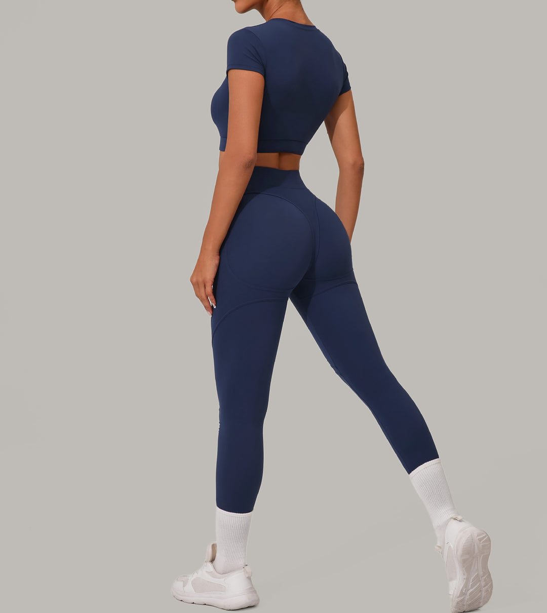 Autumn Sand Brushed Yoga Two Piece Sets Tight High Waist Hip Lifting Yoga Running Exercise Workout Outfit