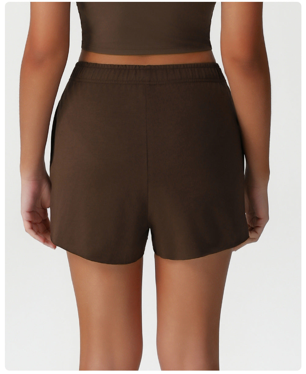 High Waist Loose Track Sweatpants Pocket Casual Running Workout Shorts Outdoor All Matching Yoga Shorts