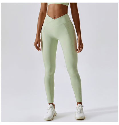 Fitness Pants Criss Cross Waist Head Skinny Running Sports Pants Women