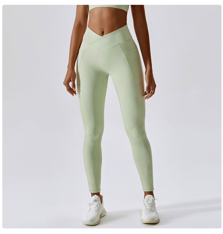 Fitness Pants Criss Cross Waist Head Skinny Running Sports Pants Women