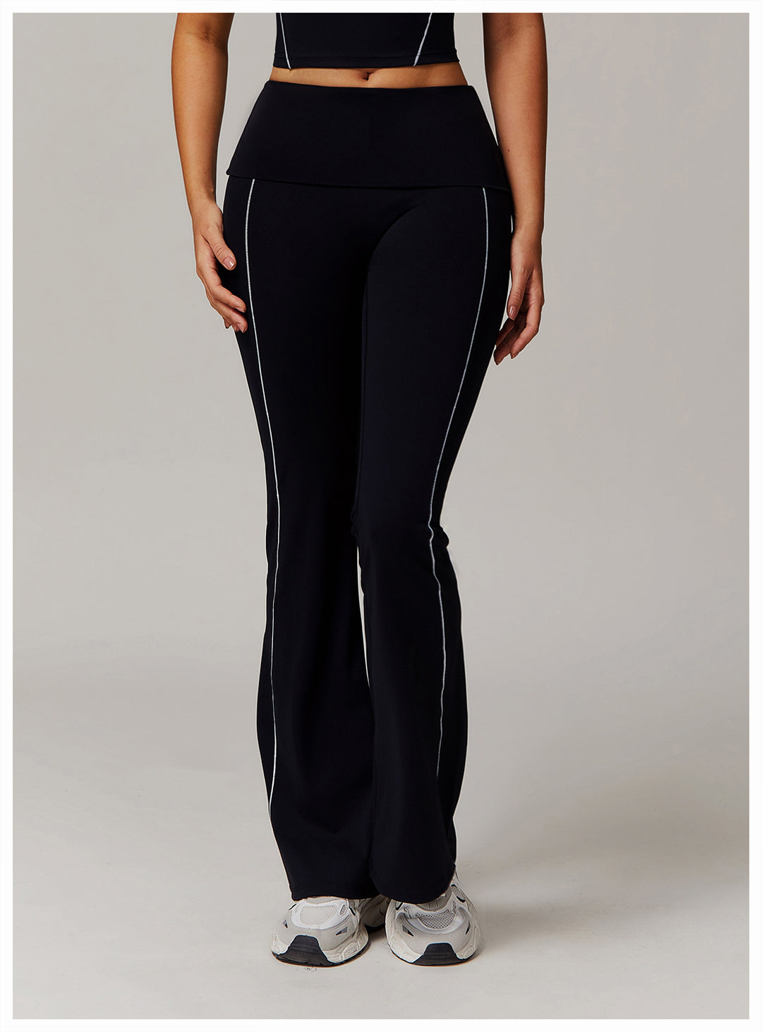 Sollinarry High Waist Nude Feel Yoga Pants Sports Fitness Wide Leg Slimming Bell Bottom Pants Casual Running Trousers