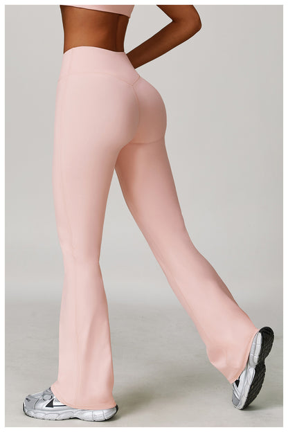 Sollinarry Brushed High Waist Yoga Trousers Tight Wide Leg Bell Bottoms Running Sports Fitness Bootcut Trousers