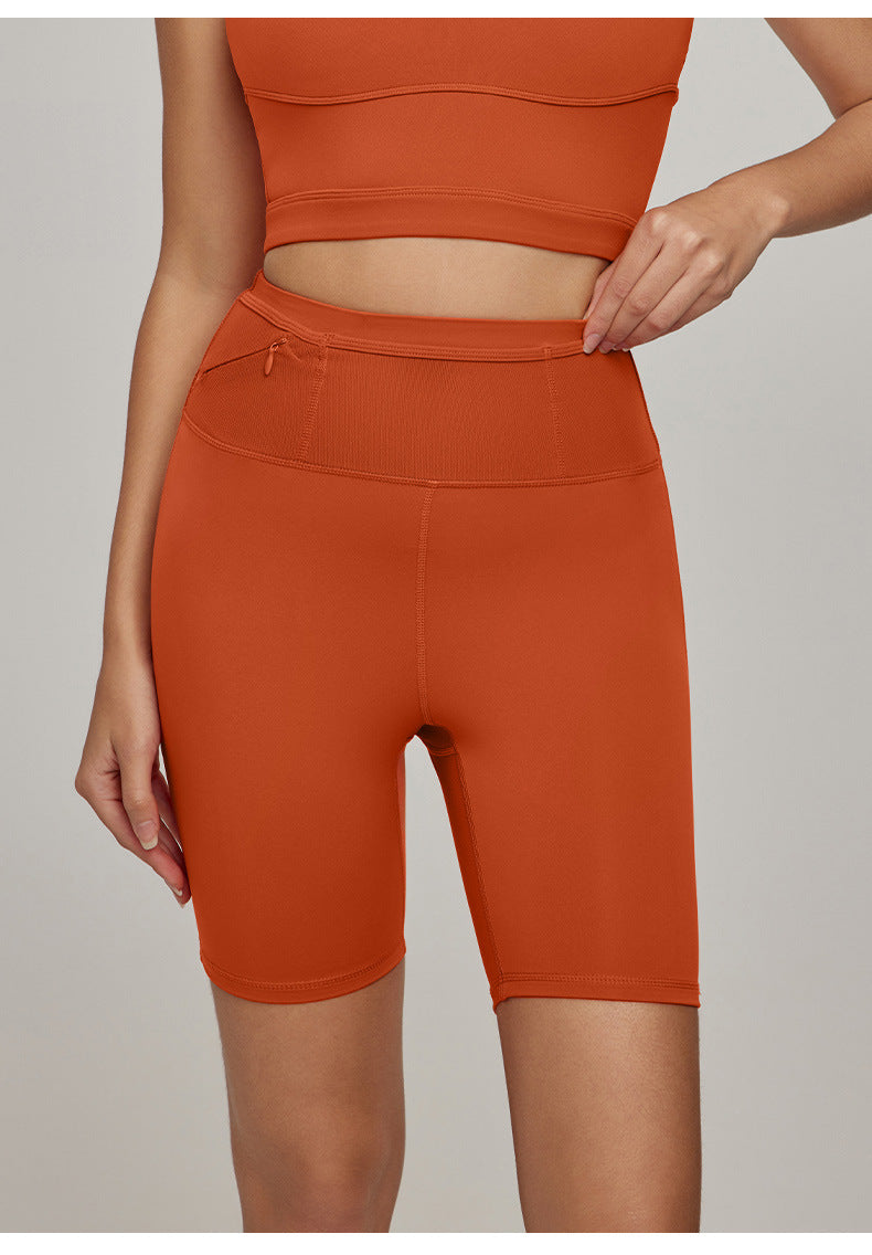 Waist Bag Sports Casual Tights Women High Waist Hip Lift Yoga Shorts Marathon Fitness Shorts