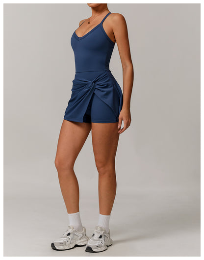 Sollinarry Sustainable Recycled Dress Anti Exposure Kink Design Cross Hollow Out Cutout out Beauty Back Tennis