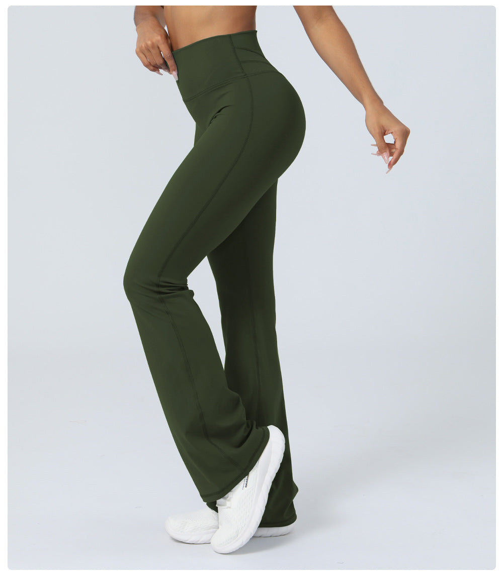 Nude Feel Tight Dance Wide Leg Pants Hip Raise High Waist Casual Flared Pants Fitness Sports Yoga Pants Women
