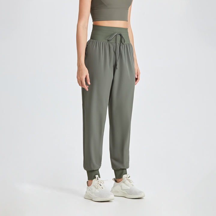 High Waist Drawstring Fitness Quick Drying Yoga Pants Loose Casual Ankle Tied Harem Pants Running Sports Sun Protection Pants for Women