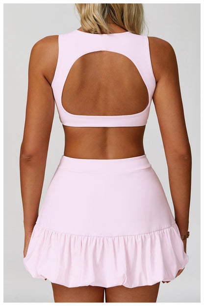 Sollinarry Nude Feel Yoga Bra Women Fitness Running Double Shoulder Strap Underwear Hollow Out Cutout out Beauty Back Exercise Underwear