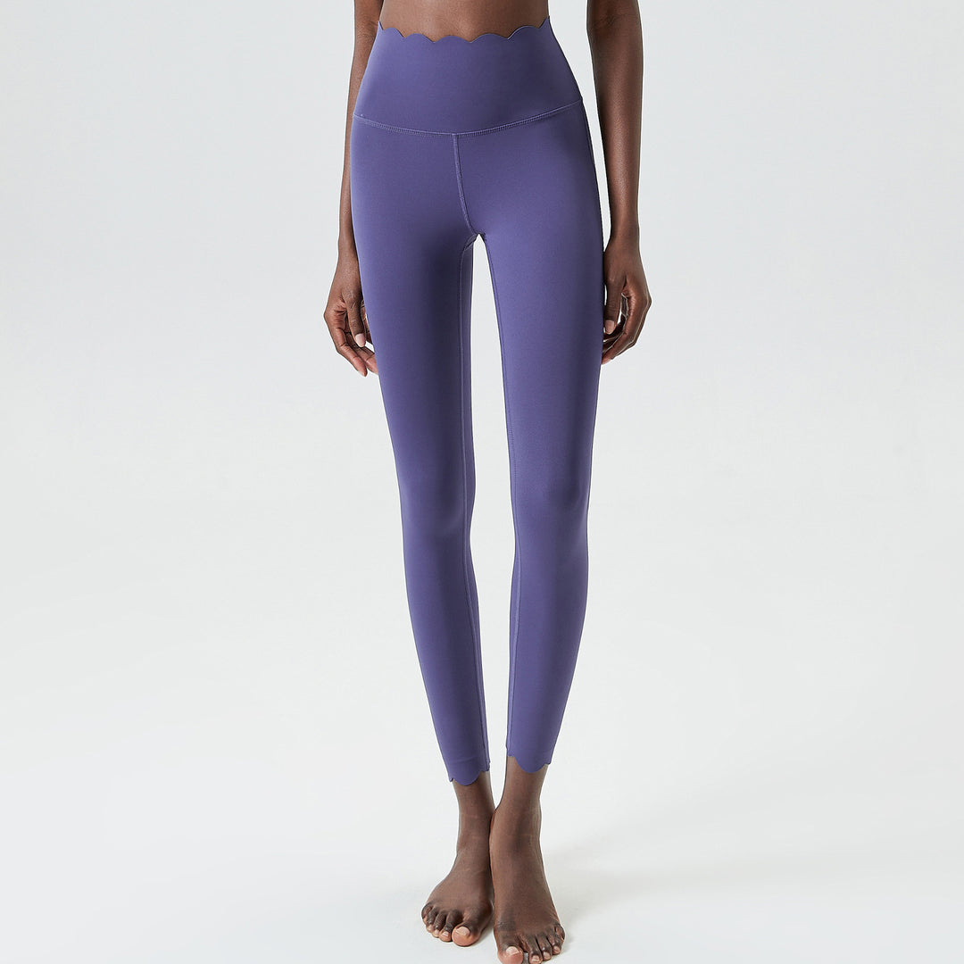 Small Wave Liquid Glue Yoga Pants Women High Waist Flat Stomach Sports Fitness Tight Trousers Quick Drying Leggings