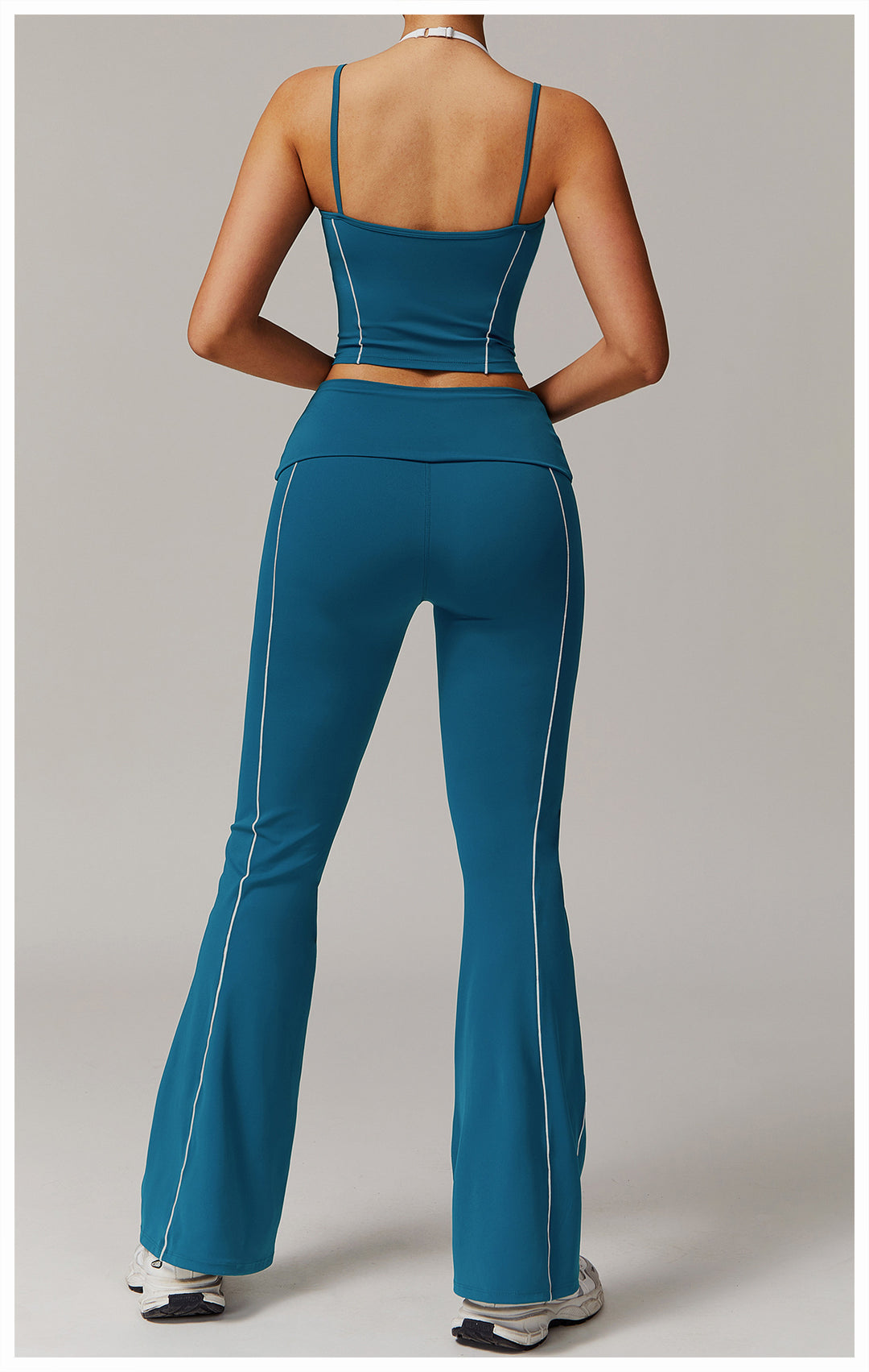 Sollinarry High Waist Nude Feel Yoga Pants Sports Fitness Wide Leg Slimming Bell Bottom Pants Casual Running Trousers