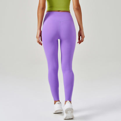 Brushed Yoga Pants Women Cloud Feeling No Embarrassment Line Pocket Yoga Clothes High Waist Peach Hip Trousers