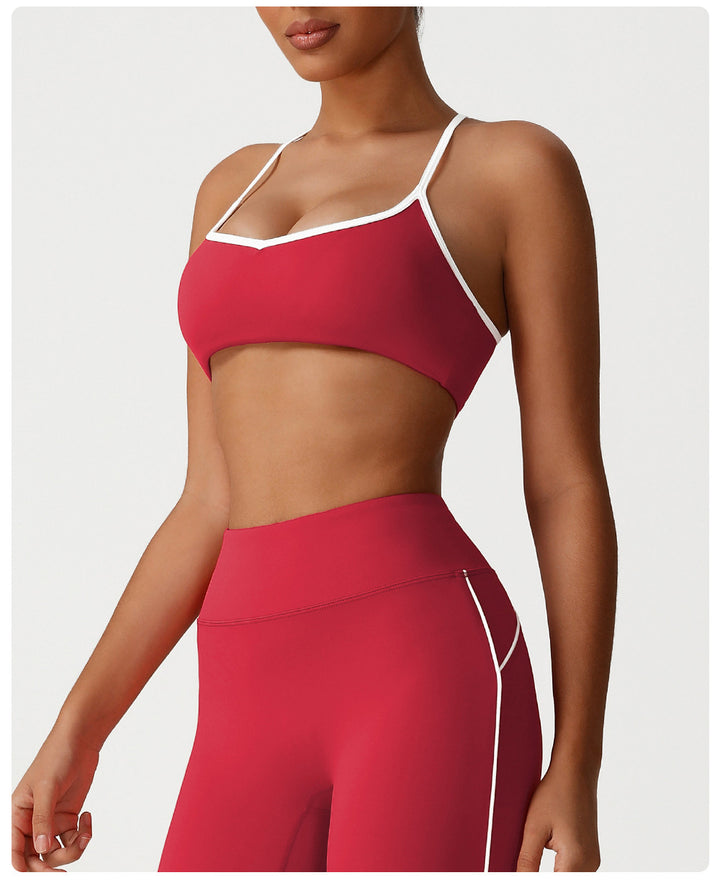 Nude Feel Cross Backless Bra Shockproof Push up High Elastic Sports Underwear Sexy Shaping Yoga Bra