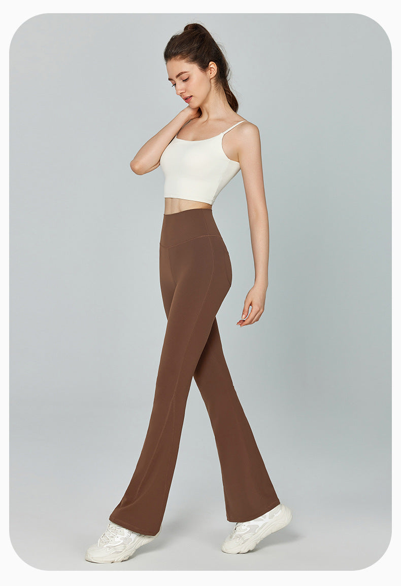 Thin Gao Shi Line Yoga Trousers Women High Waist Hip Lift Fitness Bell Bottom Pants Slim Slimming Wide Leg Pants Outer Wear