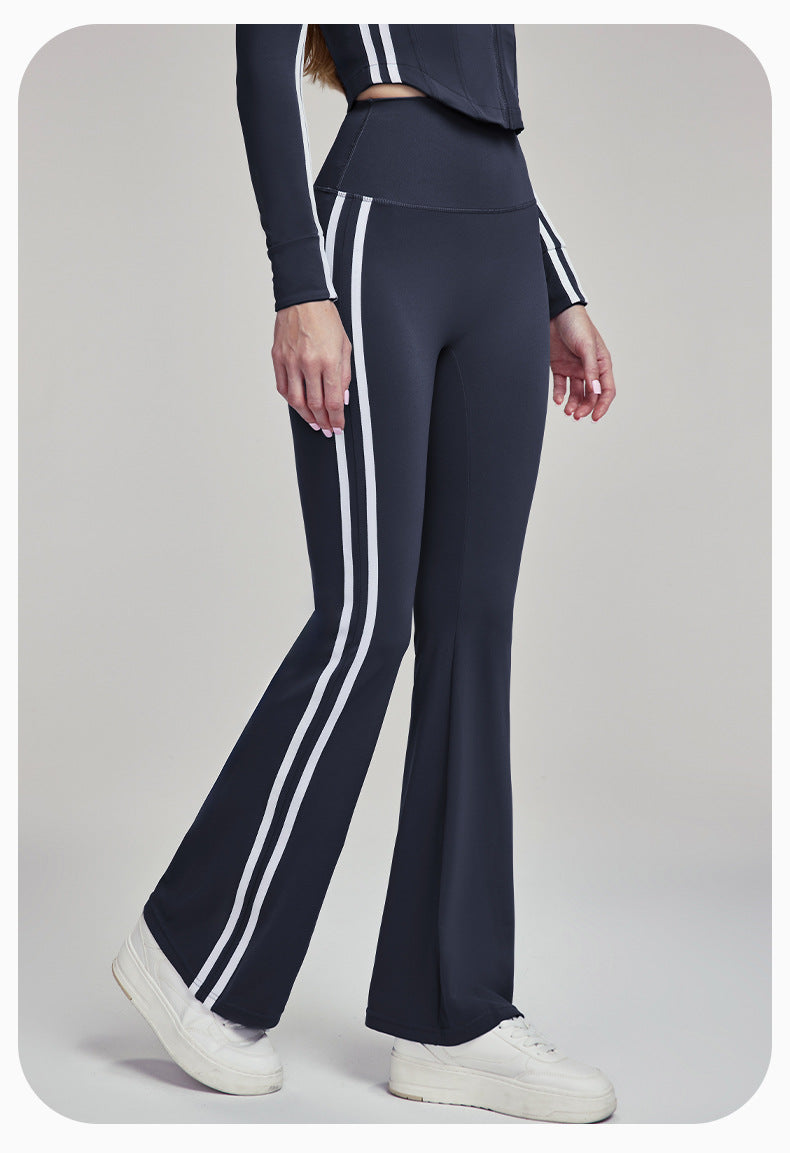 Slim Yoga Trousers Women Outer Wear Thin High Waist Belly Contracting Fitness Bell Bottom Pants Pilates Training Workout Pants