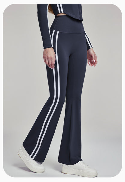 Slim Yoga Trousers Women Outer Wear Thin High Waist Belly Contracting Fitness Bell Bottom Pants Pilates Training Workout Pants