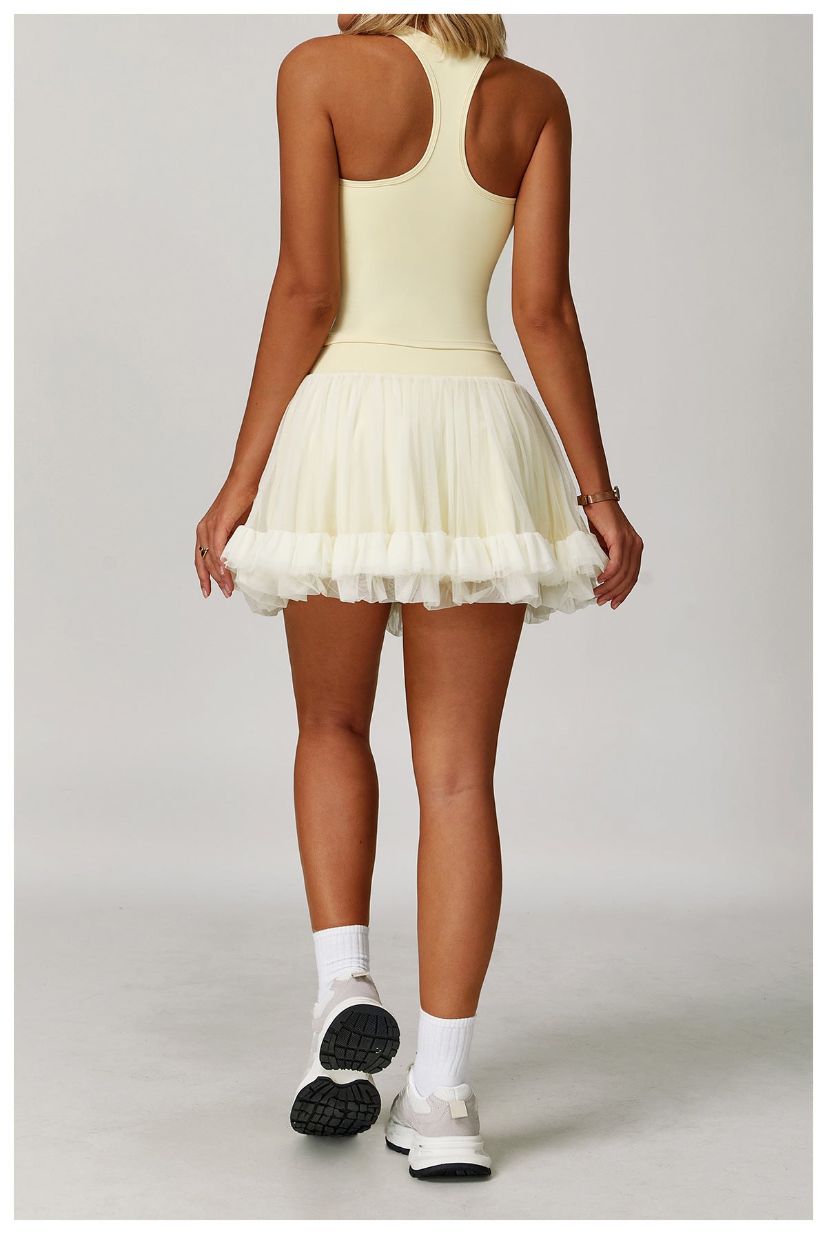 Sollinarry Summer Anti Exposure Base High Waist Tennis Skirt Casual A line Skirt Mesh Sports