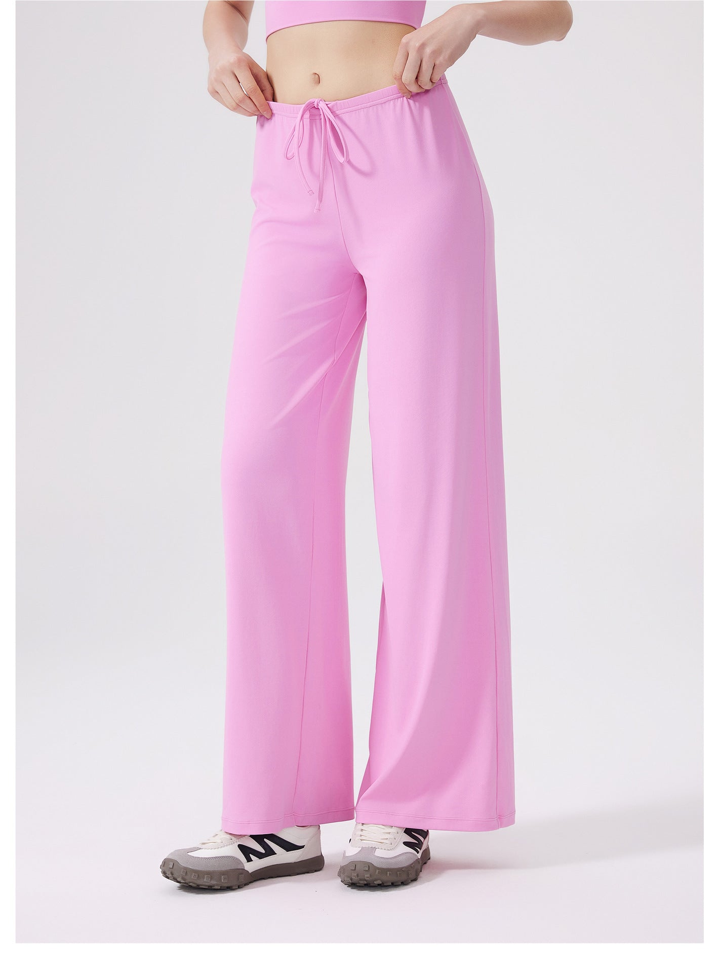 Cool Feeling Wide Leg Sports Trousers Antibacterial Loose Slimming Draping Effect Sports Pants Outdoor Running Yoga Pants Straight Leg Pants