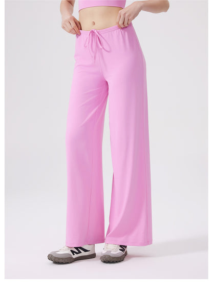 Cool Feeling Wide Leg Sports Trousers Antibacterial Loose Slimming Draping Effect Sports Pants Outdoor Running Yoga Pants Straight Leg Pants
