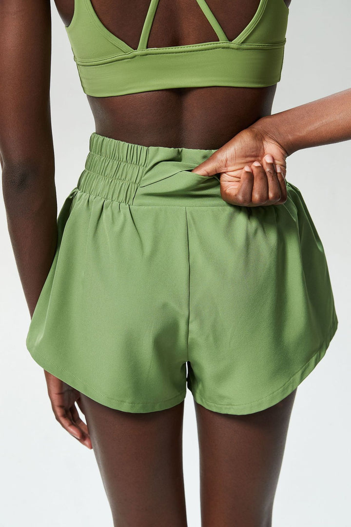 Quick Drying Dolphin Line Long Leg Sports Shorts Women Anti Exposure Summer Faux Two Pieces Fitness Yoga Shorts